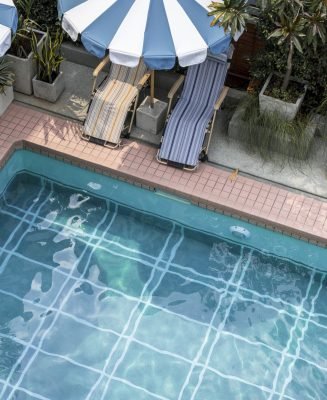 Swimming pool in summer time